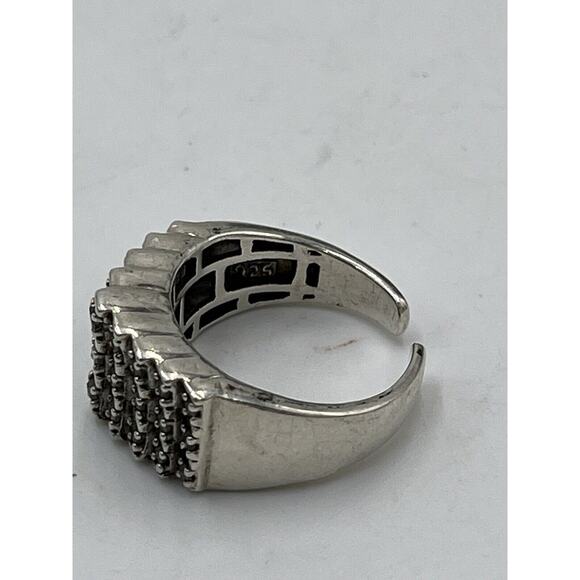 JWBR Sterling Silver & Diamond 3 Tier Cocktail Anniversary Ring Size 8.5 - Picture 4 of 15